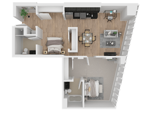 Yard Apartments 1 Bed 1 Bath J Penthouse Floor Plan